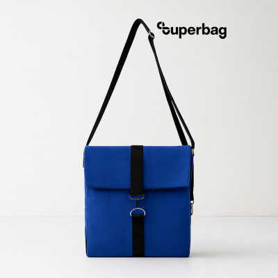 Шоппер Superbag Companion, с тремя отделениями, боковым креплением (карабин) и карманом (синий с черным)