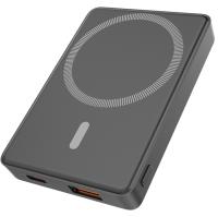 Магнтиный внешний аккумулятор Magnetic с беспроводной зарядкой (5W), 5000 Mah, черный