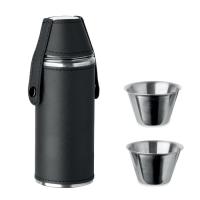 Hip flask with shot cups