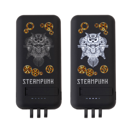 Беспроводное зарядное (22.5/15W) устройство "Topfull SOFTTOUCH" 10000 mAh с подсветкой лого, присосками, встроенными кабелями, с подставкой