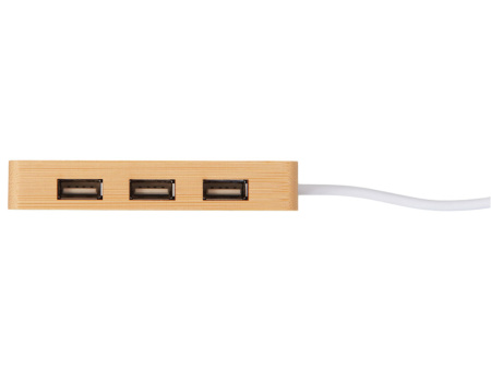 USB хаб с подсветкой лого Reedia S5, 3*USB, 1*Type C, бамбук, черный