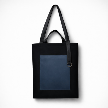 Шоппер Superbag Big Pocket, с карманом на молнии (черный с темно-серым)