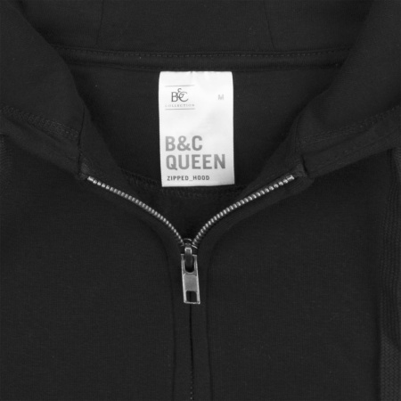 Толстовка на молнии с капюшоном женская Queen, черная, размер 3XL