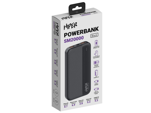 Портативный внешний аккумулятор SM, 20000 mAh