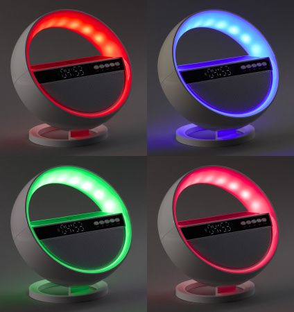 Bluetooth колонка "Smart Orb" 5Вт с беспроводным (15W) ЗУ, лампой, часами, FM радио