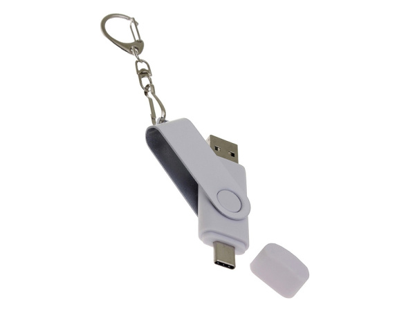 USB 3.0- флешка на 64 Гб с поворотным механизмом и дополнительным разъемом Type-C