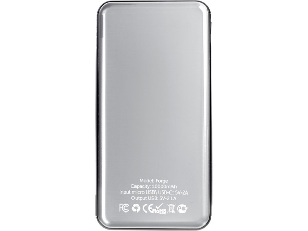 Внешний аккумулятор Forge v.2, металл, 10000mah, серебристый