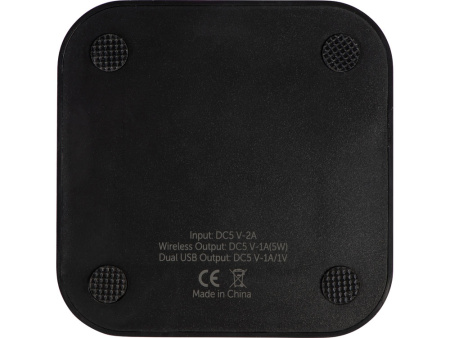 Беспроводная зарядка Tile с 2 USB-A, 5 Вт, черный
