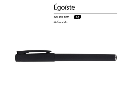 Ручка пластиковая гелевая Egoiste Black под персонализацию, черные чернила, черная