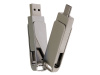 USB 2.0- флешка на 64 Гб поворотный механизм 2 в 1, c дополнительным разъемом Type-C с одноцветным металлическим клипом, серый