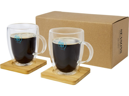 Стеклянный стакан Manti с двойными стенками и подставкой, 100 мл, 2 шт