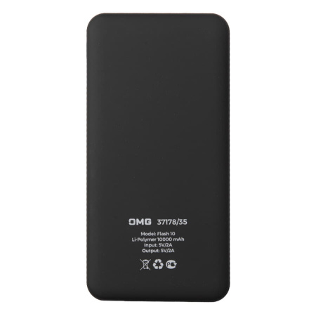 Универсальный аккумулятор Flash 10 (10000 мАч) с подсветкой и soft touch,черный,13,7х6,87х1,55мм