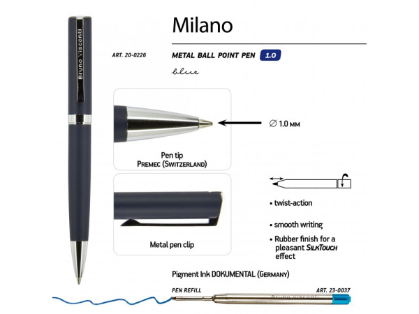 Ручка металлическая шариковая Milano