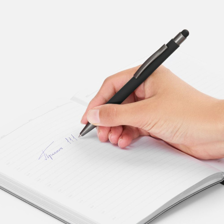 Ручка шариковая Atento Soft Touch Stylus со стилусом, черная