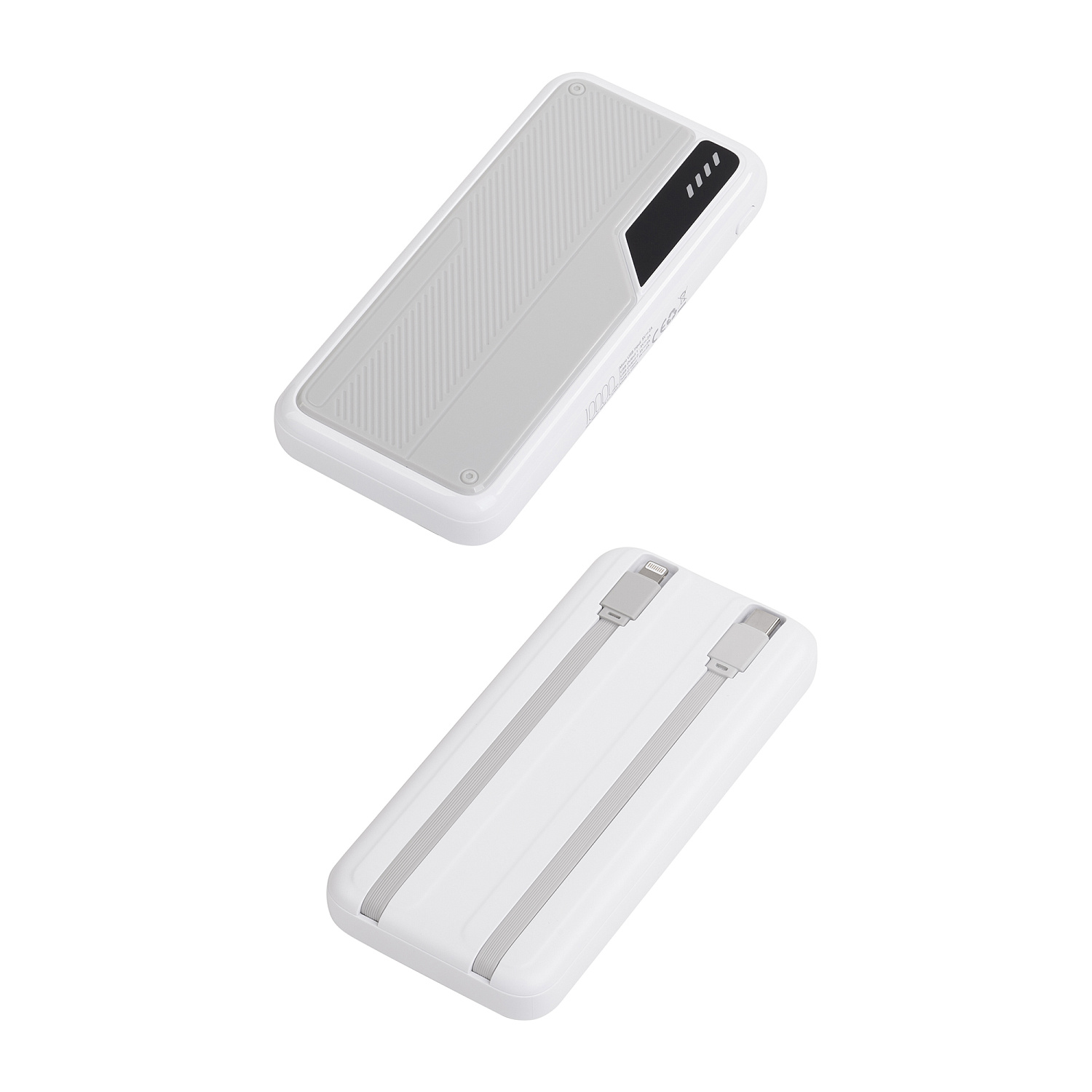 Зарядное устройство "Connect" 10000 mAh со встроенными Type-C/Lightning кабелями