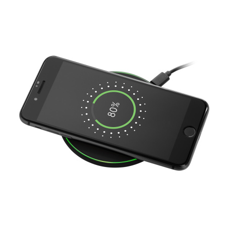 Беспроводное зарядное устройство с подсветкой 15W Аурис (Auris), черное