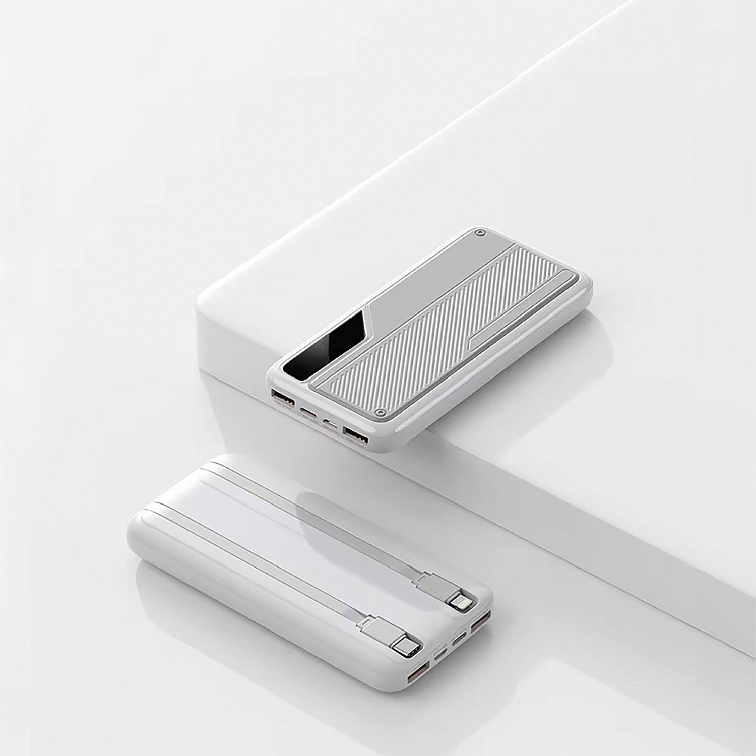 Зарядное устройство "Connect" 10000 mAh со встроенными Type-C/Lightning кабелями