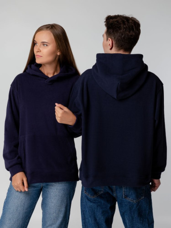 Худи флисовое унисекс Manakin, темно-синее, размер XL/2XL