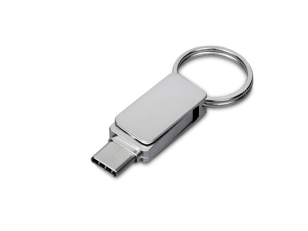 USB 2.0- флешка Mercury на 64 Гб с поворотным механизмом и дополнительным разъемом Type-C