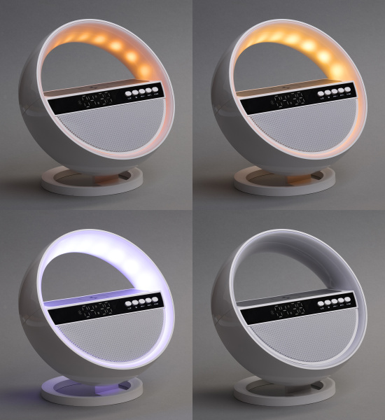 Bluetooth колонка "Smart Orb" 5Вт с беспроводным (15W) ЗУ, лампой, часами, FM радио