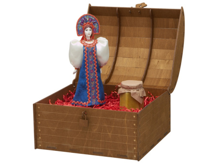 Подарочный набор: кукла фарфоровая, крем-мед, красный