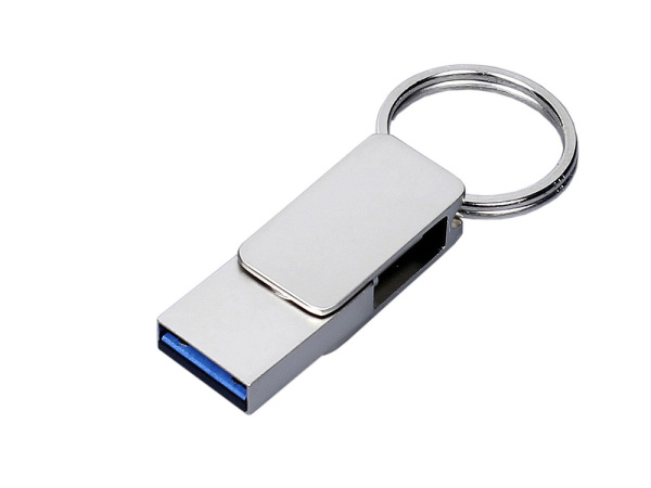 USB 2.0- флешка Mercury на 64 Гб с поворотным механизмом и дополнительным разъемом Type-C