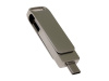 USB 2.0- флешка на 64 Гб поворотный механизм 2 в 1, c дополнительным разъемом Type-C с одноцветным металлическим клипом, серый