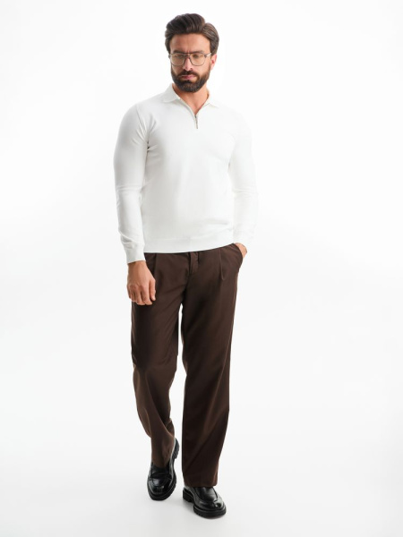 Рубашка поло мужская с длинным рукавом Terrazzo, белая, размер 2XL/3XL