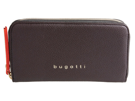 Кошелёк женский BUGATTI ЭЛЛА | ELLA, тёмно-коричневый, полиуретан, 19х2х10 см
