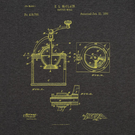 Футболка приталенная Old Patents. Coffee Mill, черный меланж, размер S