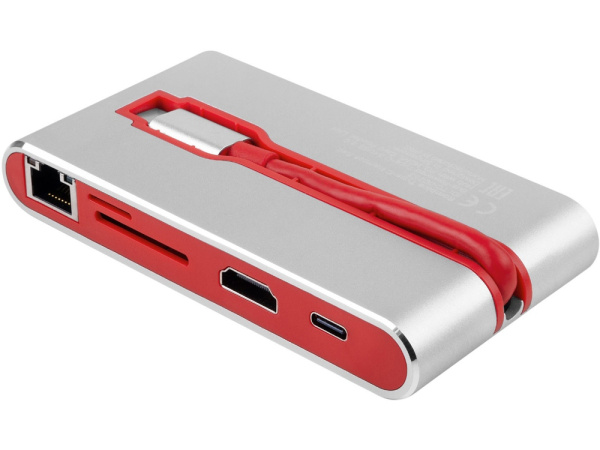 Хаб 8-в-1 Type-C Hermes, USB 3.0 x 3, Type-C PD, HDMI, LAN, картридер
