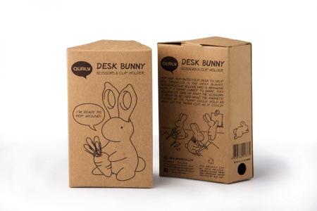 Ножницы и магнит со скрепками Bunny, чёрные