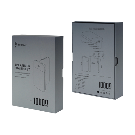 Внешний аккумулятор Bplanner Power 3 ST, софт-тач, 10000 mAh (Черный)